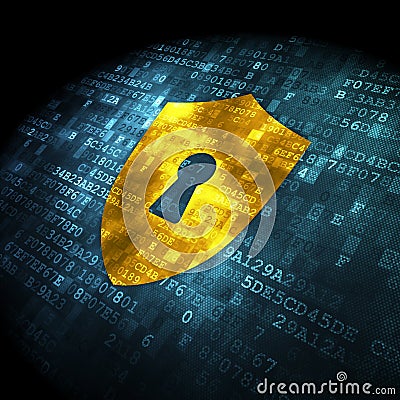 Security concept: shield on digital background Stock Photo