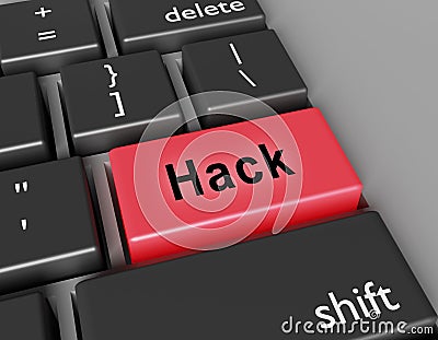 Security concept. Word Hack on button of computer keyboard Stock Photo