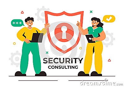 Security Consulting Illustration Featuring Information Technology and Ethical Hackers Conducting Testing, Development Vector Illustration