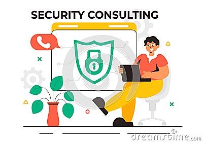 Security Consulting Illustration Featuring Information Technology and Ethical Hackers Conducting Testing, Development Vector Illustration