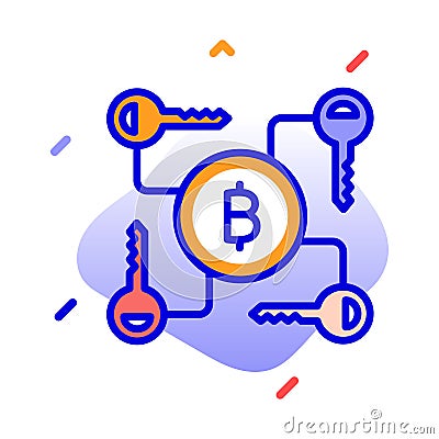 Security cryptocurrency transaction, keys, security, digital signature scheme, fully editable vector icons Vector Illustration