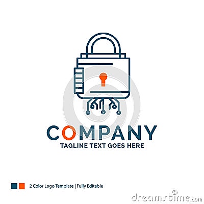 Security, cyber, lock, protection, secure Logo Design. Blue and Vector Illustration
