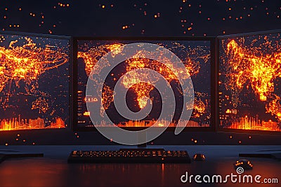 A security dashboard that enforces zero trust by constantly monitoring and authenticating users and devices. Stock Photo