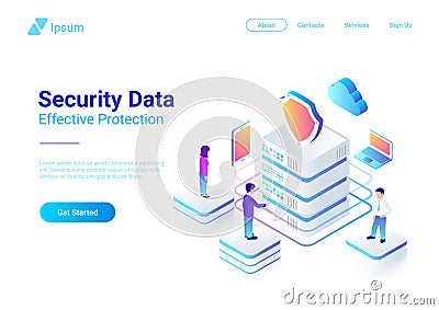 Security Data Protection Isometric Flat vector ill Vector Illustration