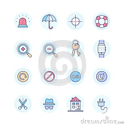 Security and data protection - modern line design style icons set Vector Illustration