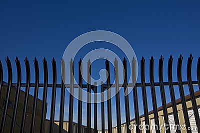 Security Fence for Storage Facility Stock Photo