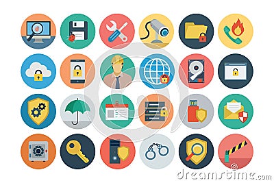 Security Flat Colored Icons 1 Stock Photo