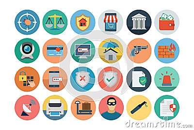 Security Flat Colored Icons 2 Stock Photo