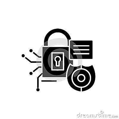 Security framework black icon, vector sign on isolated background. Security framework concept symbol, illustration Vector Illustration