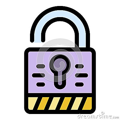 Security fraud padlock icon color outline vector Vector Illustration