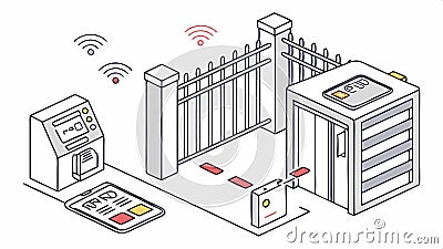 Security gate turnstile, access control, security systems, and entry management. Vector Design, Generative AI Vector Illustration
