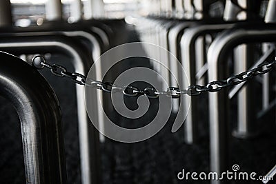 Security gates with chain for sport arena Stock Photo