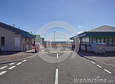 The Security Gates and Rendezvous gate for Emergency Vehicles at Dundee Airport. Editorial Stock Photo
