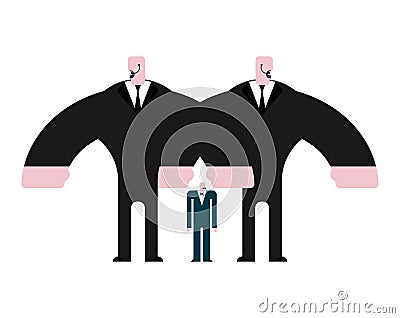 Security guard and boss. Bodyguard in suit. Strong Defender and Vector Illustration