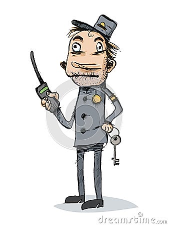 Security Guard. Caricature Vector Illustration