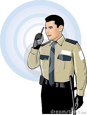 Security guard communicating Vector Illustration