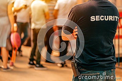 Security guard at live festivale event Stock Photo