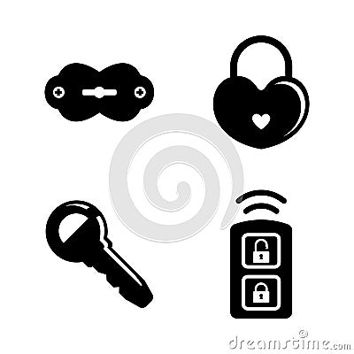 Security Keys, Lock. Simple Related Vector Icons Vector Illustration