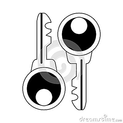 Security keys symbol isolated in black and white Vector Illustration