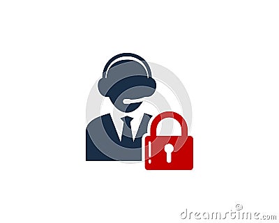 Security Lock Call Center Icon Logo Design Element Vector Illustration