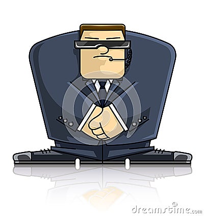 Security man in suit and goggles Vector Illustration