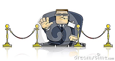 Security man in suit and goggles Vector Illustration