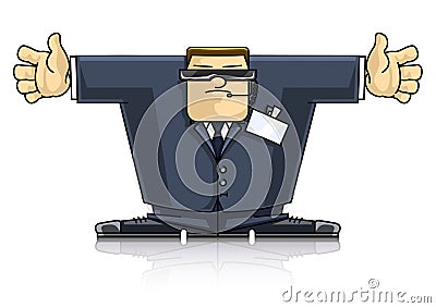 Security man in suit and goggles Vector Illustration