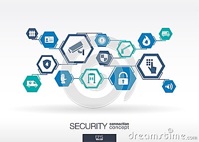 Security network. Hexagon abstract background Vector Illustration