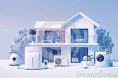 Security observation in advanced CCTV systems utilizes motion sensors and electronic equipment for comprehensive network coverage. Cartoon Illustration
