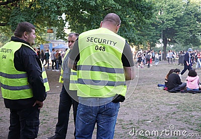 Security officers during the Carnival of Cultures 2018 in Berlin Editorial Stock Photo