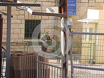 Security outside the Cave of the Patriarchs, Jerusalem Editorial Stock Photo