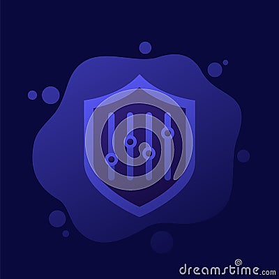 security settings icon with shield, vector design Vector Illustration