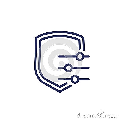 security settings line icon with shield Vector Illustration