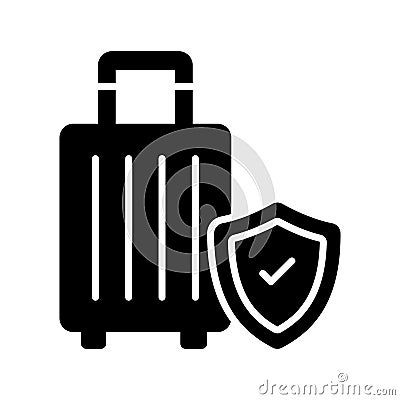 Security shield on attache case denoting vector of luggage security, luggage insurance icon Vector Illustration