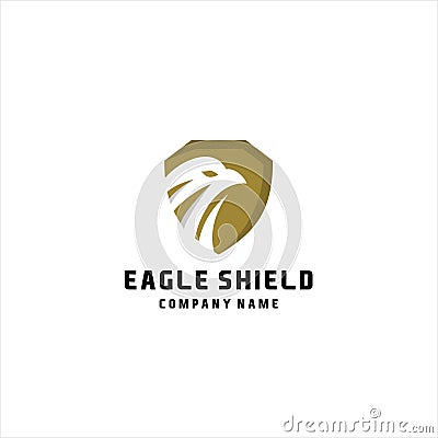 Security shield eagle logo design template vector, template Negative space style Vector Illustration