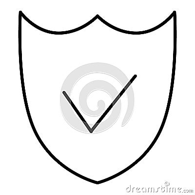 Security Shield Line Icon. Shield vector icon isolated on white. Flat thin outline style. Eps 10 Vector Illustration