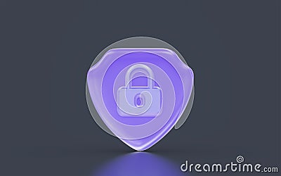 security shield lock sign minimalistic look on dark background Stock Photo