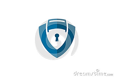 Security Solutions Symbol Design. Vector Logo Template. An online database shield protection safe guard in a briefcase form with a Stock Photo
