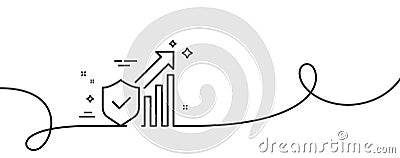 Security statistics line icon. Cyber defence sign. Continuous line with curl. Vector Vector Illustration