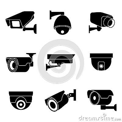 Security surveillance camera, CCTV vector icons Vector Illustration