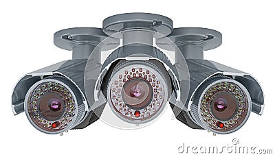 Security surveillance cameras, 3D rendering Stock Photo