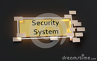 Security System modern golden sign Stock Photo