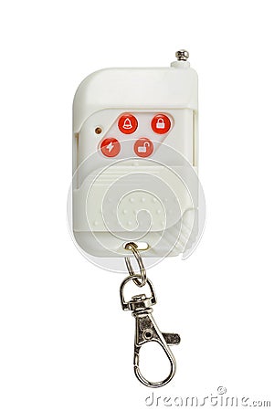 Security system remote control with carabiner isolated on a white background Stock Photo