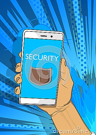 Security text on Smartphone screen. Vector Illustration