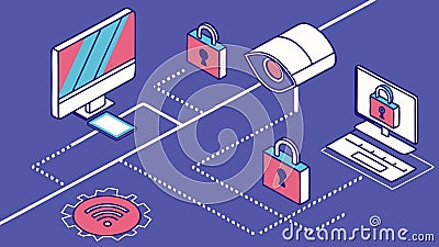 Computer and locks vector for security and privacy themes vector design Generative AI Vector Illustration