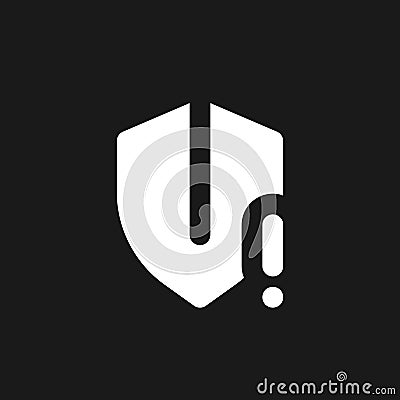 Security threat dark mode glyph ui icon Vector Illustration