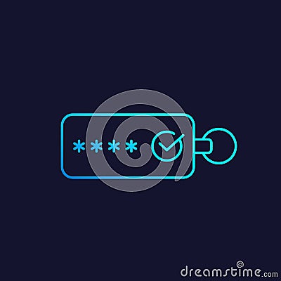 Security token, linear icon Vector Illustration