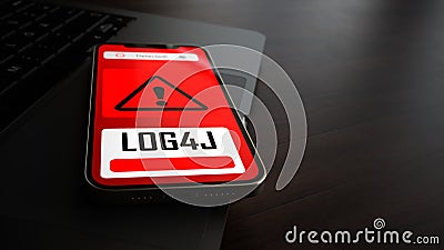 Notebook Smartphone Security Vulnerability Log4J Cartoon Illustration