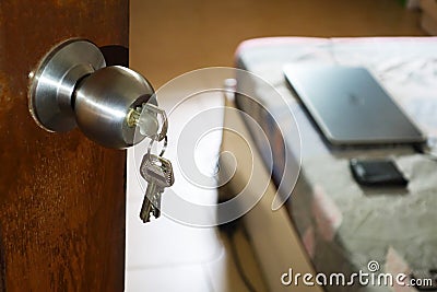 Open door room house with keys Stock Photo