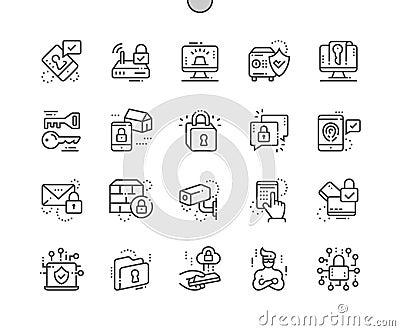 Security Well-crafted Pixel Perfect Vector Thin Line Icons 30 2x Grid for Web Graphics and Apps. Vector Illustration